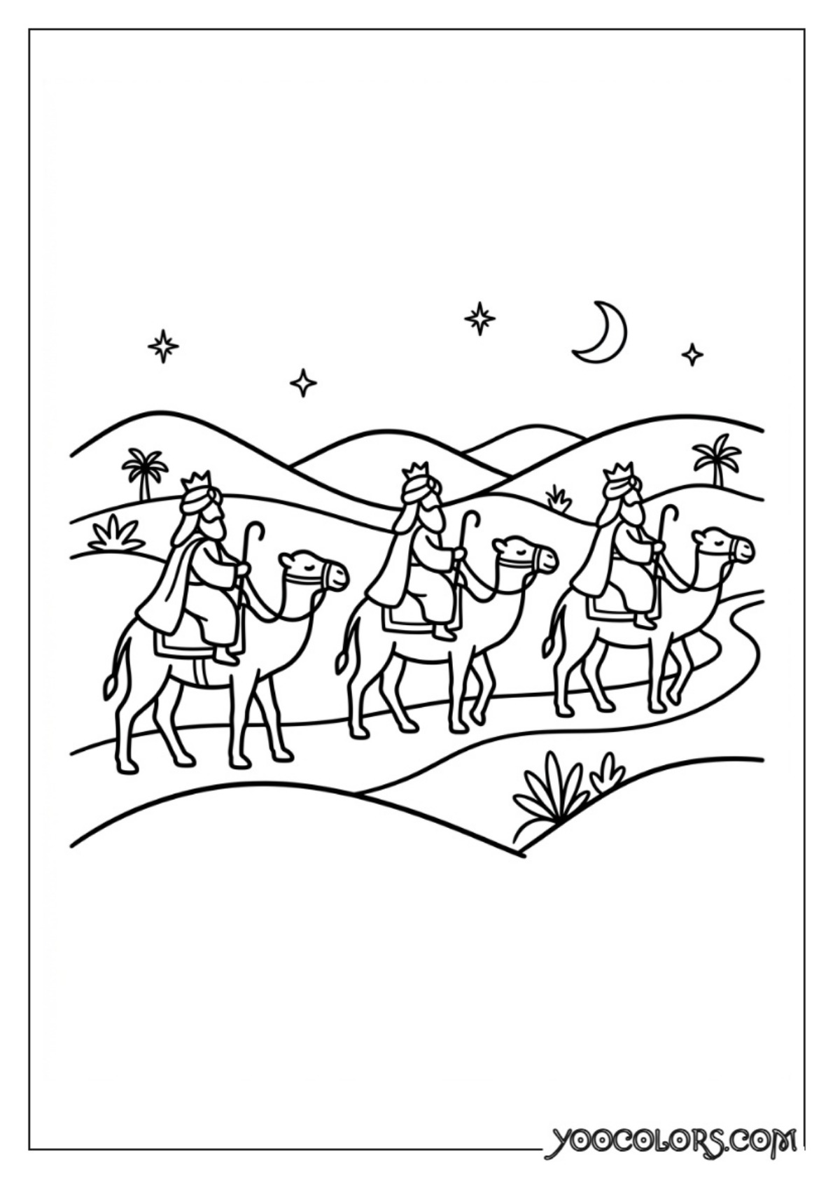Nativity Coloring Pages: Free Printable Christmas Scenes for Kids 80 Three wise men riding camels