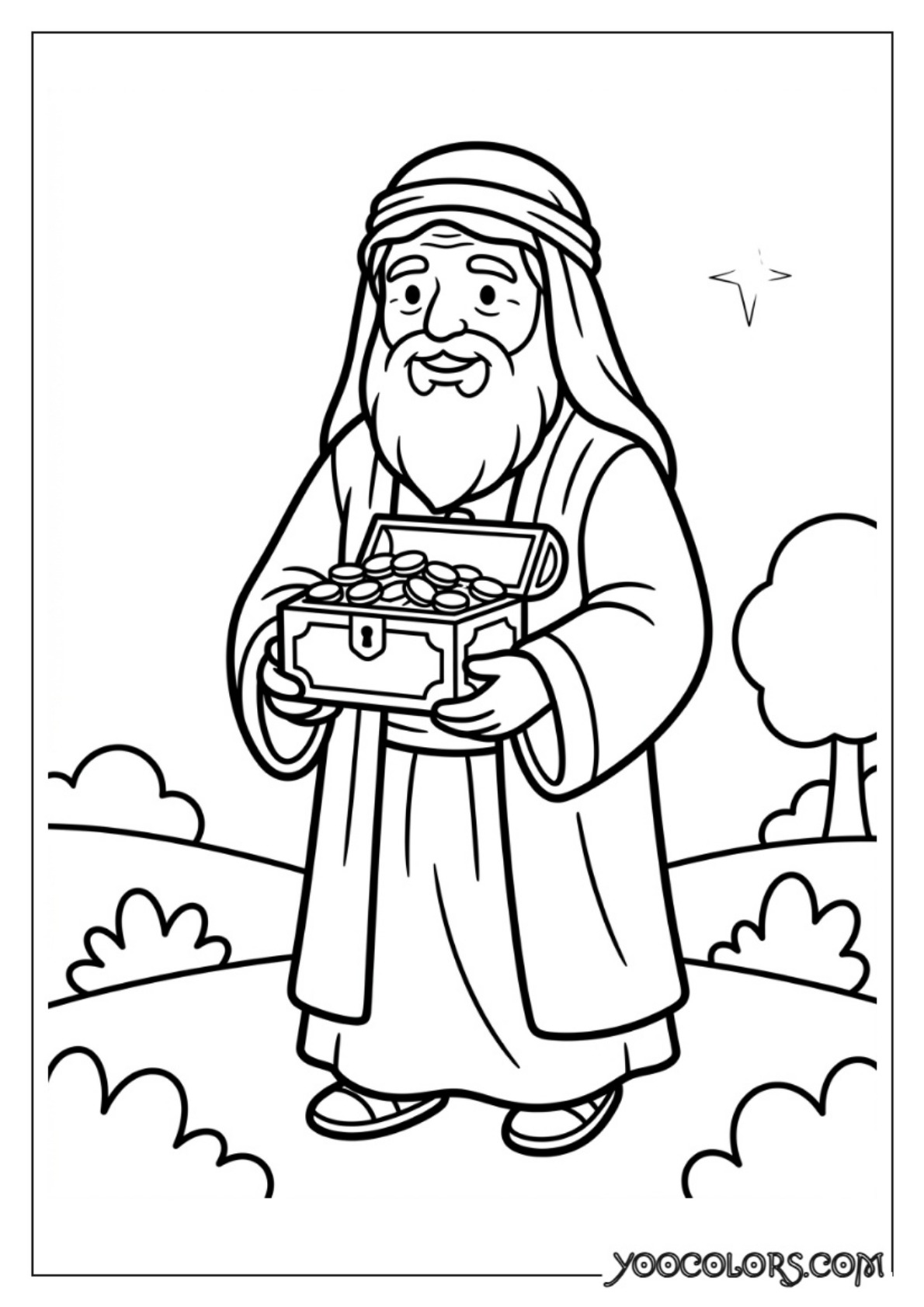 Nativity Coloring Pages: Free Printable Christmas Scenes for Kids 82 Wise man holding gift