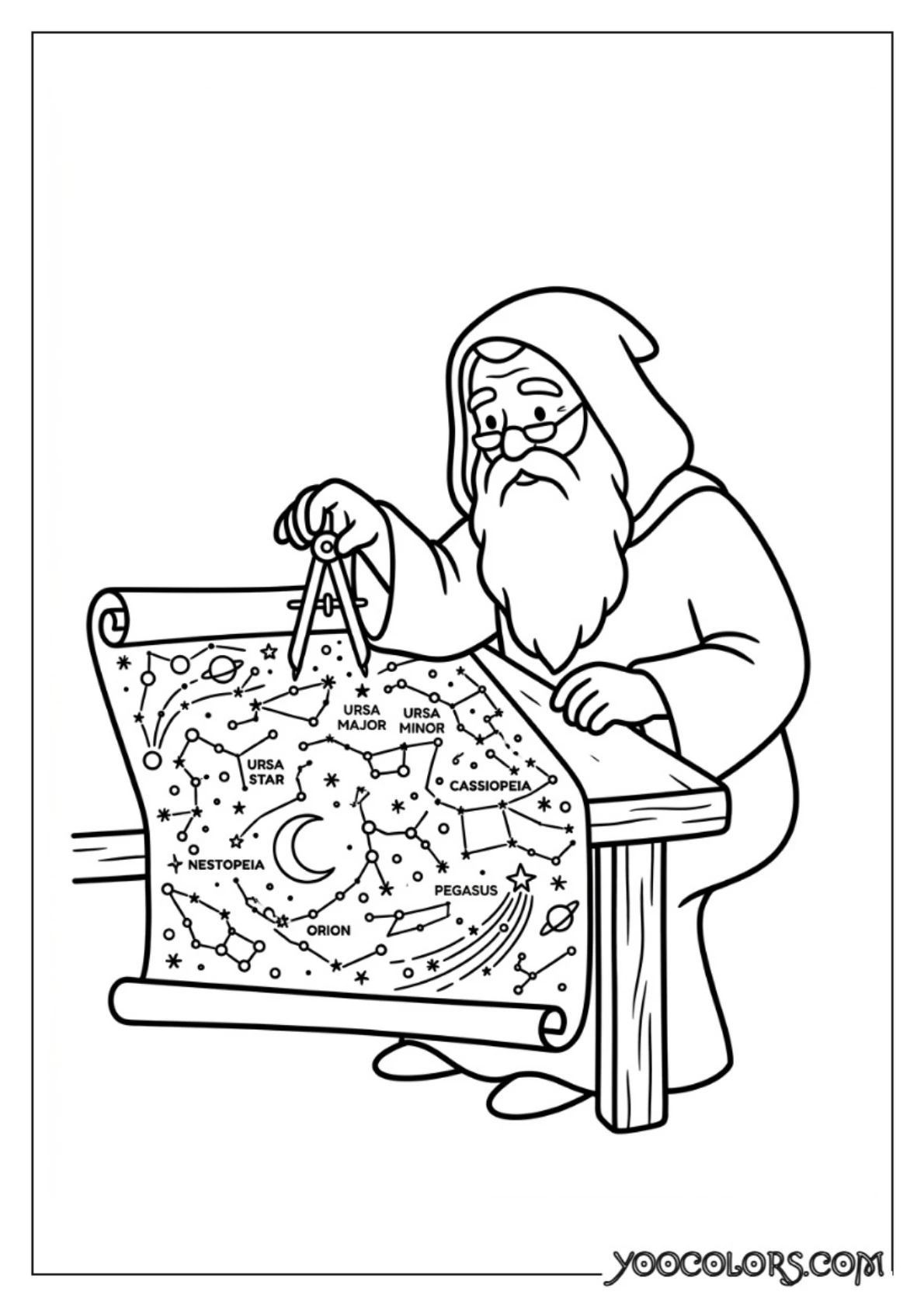 Nativity Coloring Pages: Free Printable Christmas Scenes for Kids 86 Wise man viewing star map