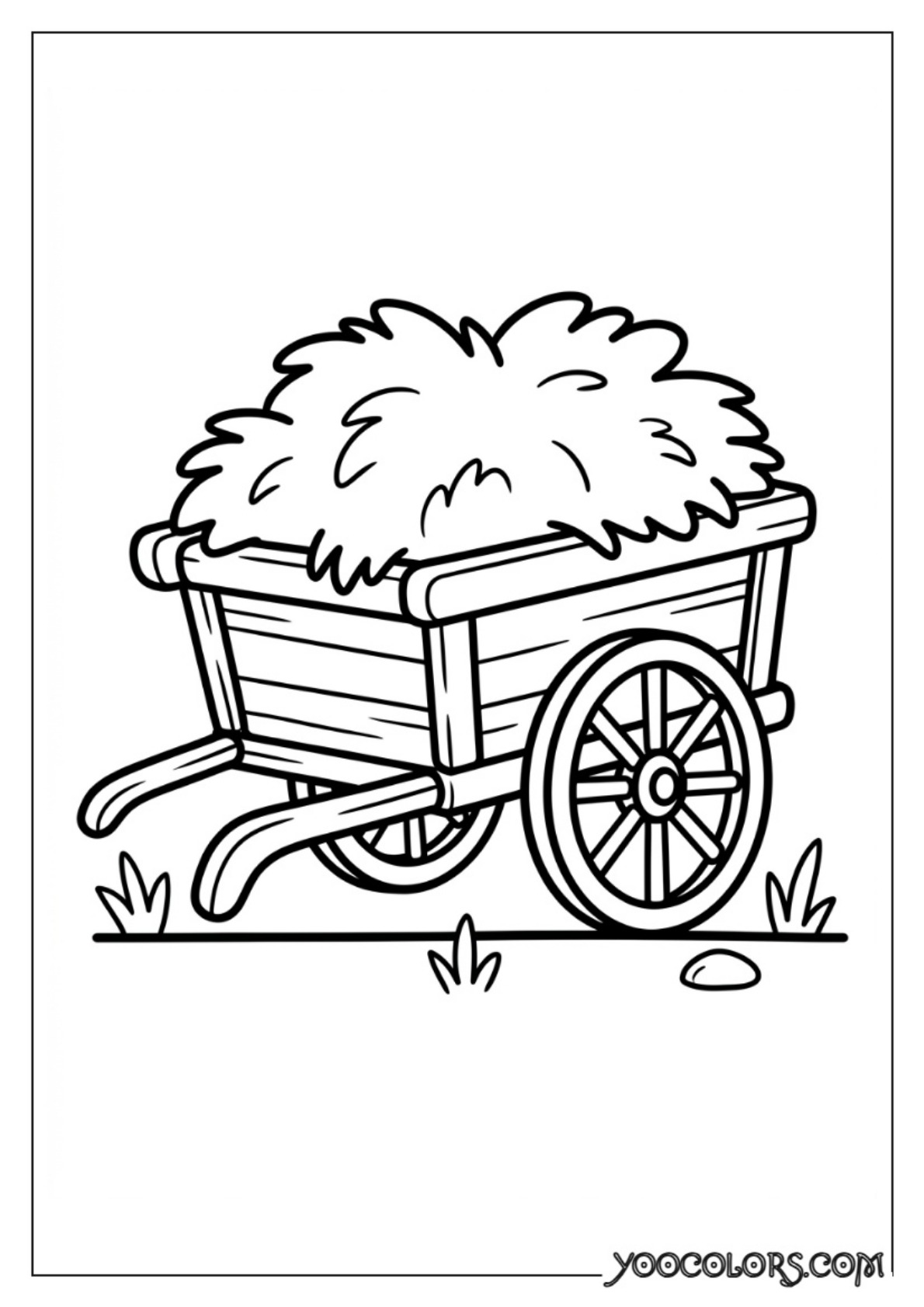 Nativity Coloring Pages: Free Printable Christmas Scenes for Kids 87 Wooden cart filled with hay