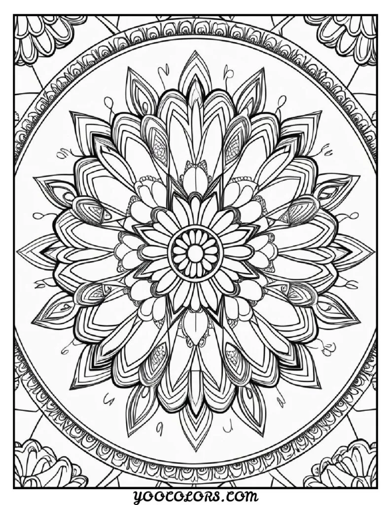 Free Printable Mandala Coloring Pages: 26 Intricate Designs Blending Art, and Spirituality 23 Mandala flowers coloring pages Motor skill development pdf