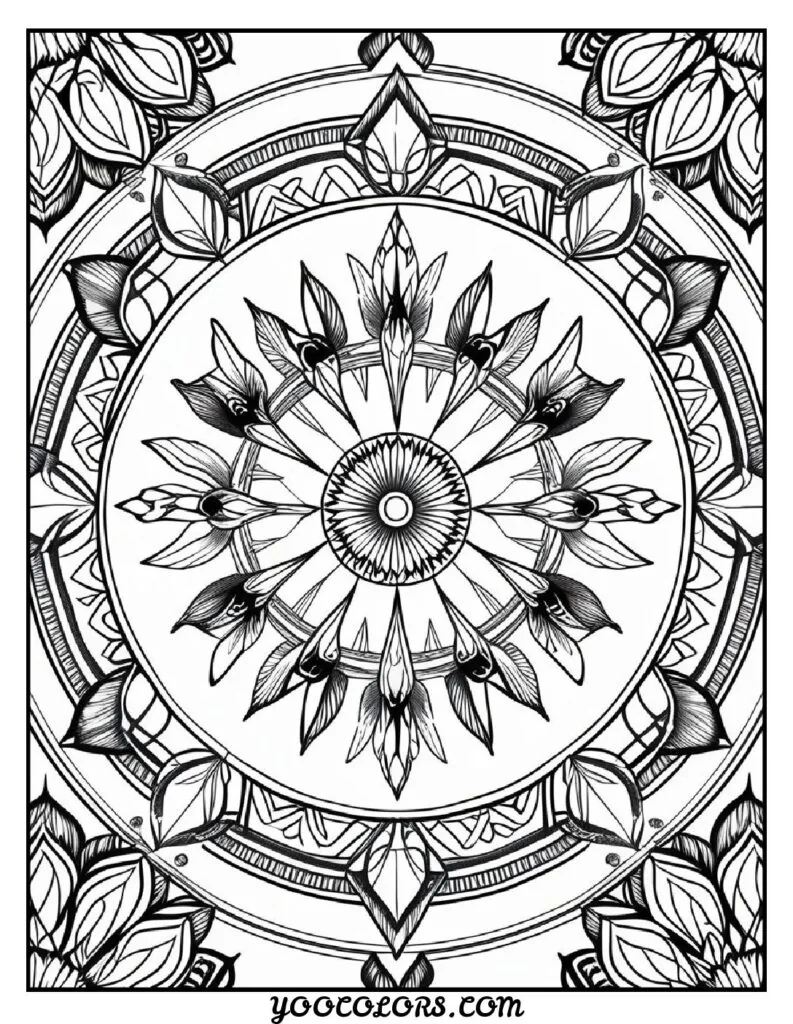 Free Printable Mandala Coloring Pages: 26 Intricate Designs Blending Art, and Spirituality 19 Mandala flowers coloring pages featuring birds 2 pdf