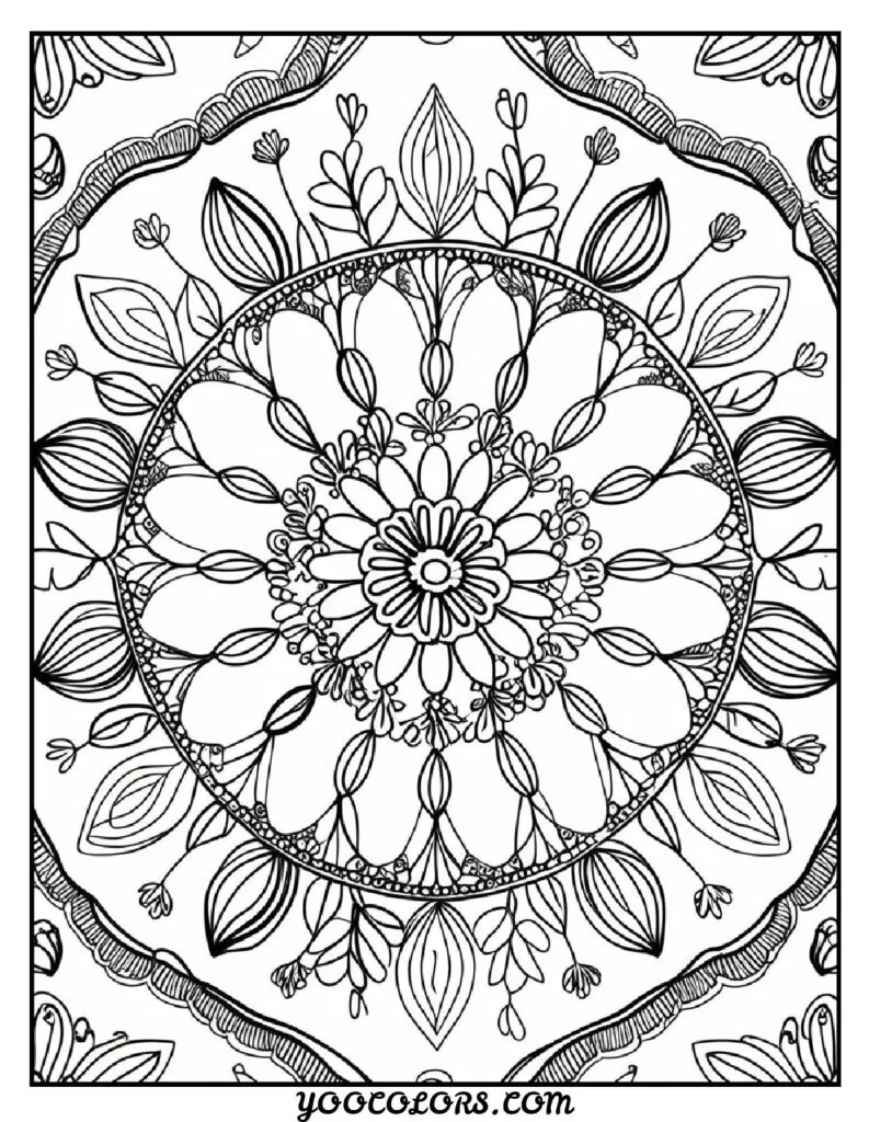 Free Printable Mandala Coloring Pages: 26 Intricate Designs Blending Art, and Spirituality 3 Mandala flowers coloring pages floral design pdf