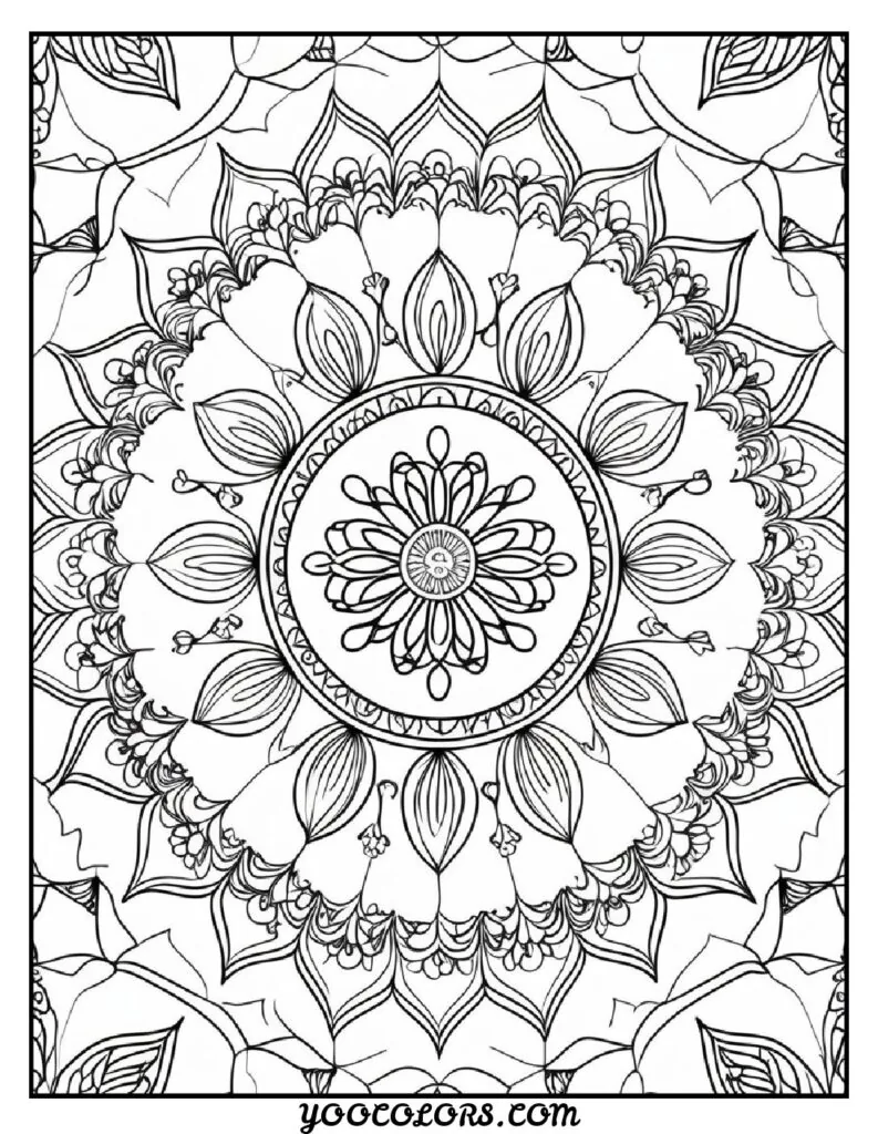 Free Printable Mandala Coloring Pages: 26 Intricate Designs Blending Art, and Spirituality 24 Mandala flowers coloring pages focus and calm pdf