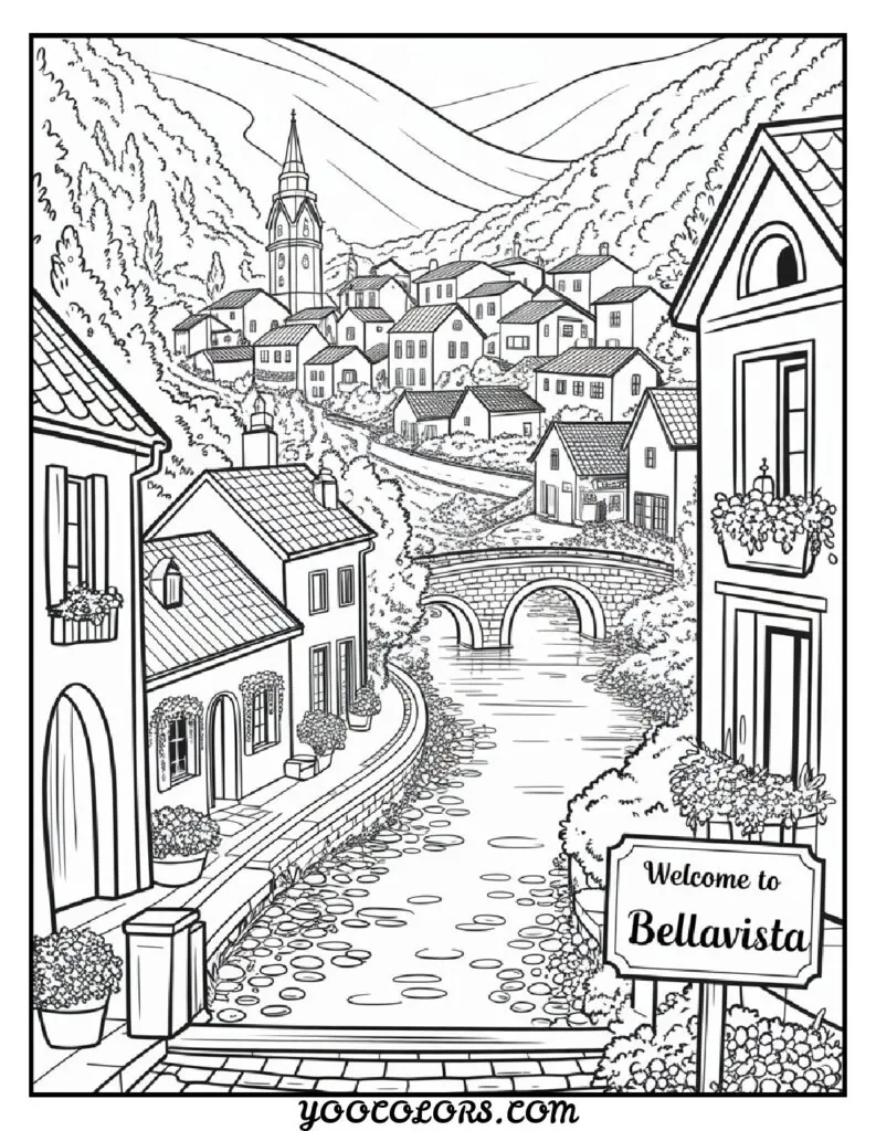 Adult Coloring Page Ideas: 60 Best Designs for Relaxation and Creativity 32 adult coloring pages TRAVEL INSPIRED SCENERY 4 pdf
