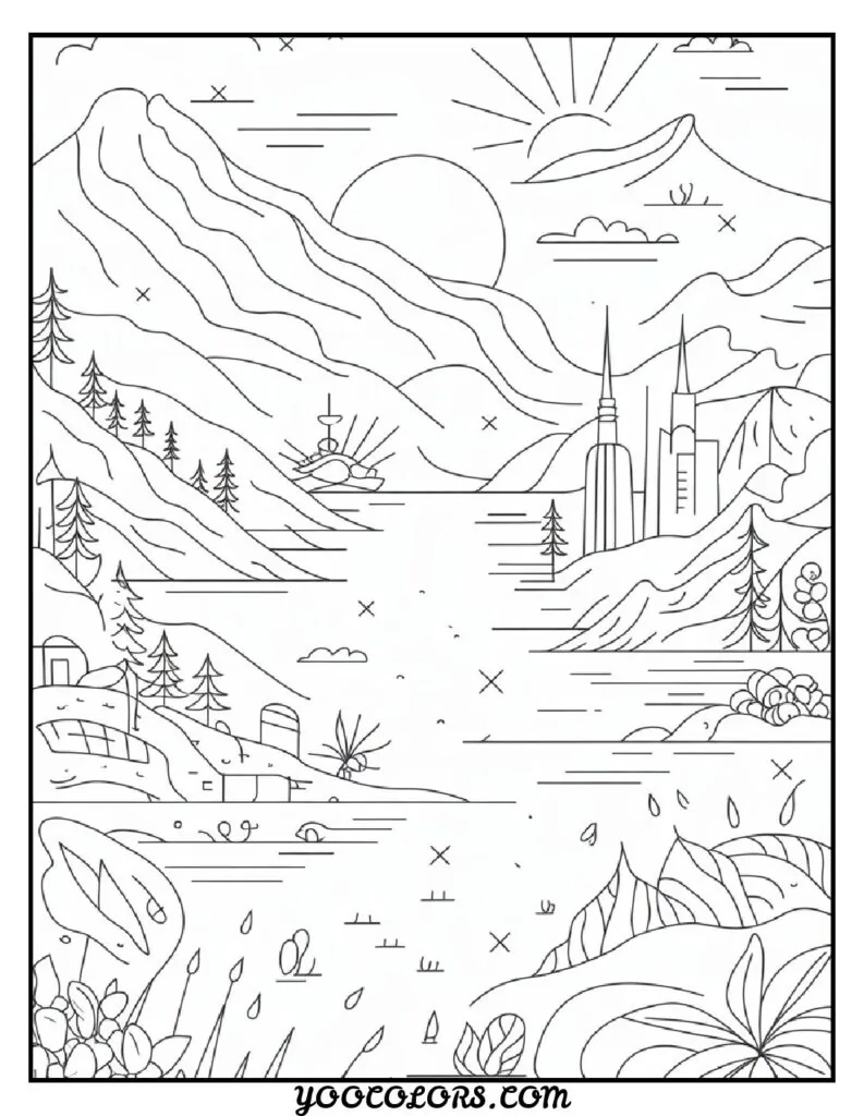 Adult Coloring Page Ideas: 60 Best Designs for Relaxation and Creativity 31 adult coloring pages TRAVEL INSPIRES SCENERY PAGES 1 pdf