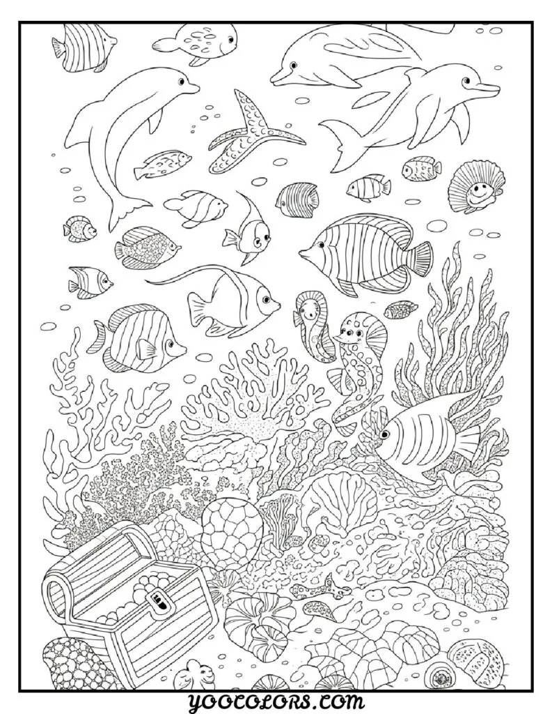 Adult Coloring Page Ideas: 60 Best Designs for Relaxation and Creativity 43 adult coloring pages UNDERWATER LIFE 1 pdf