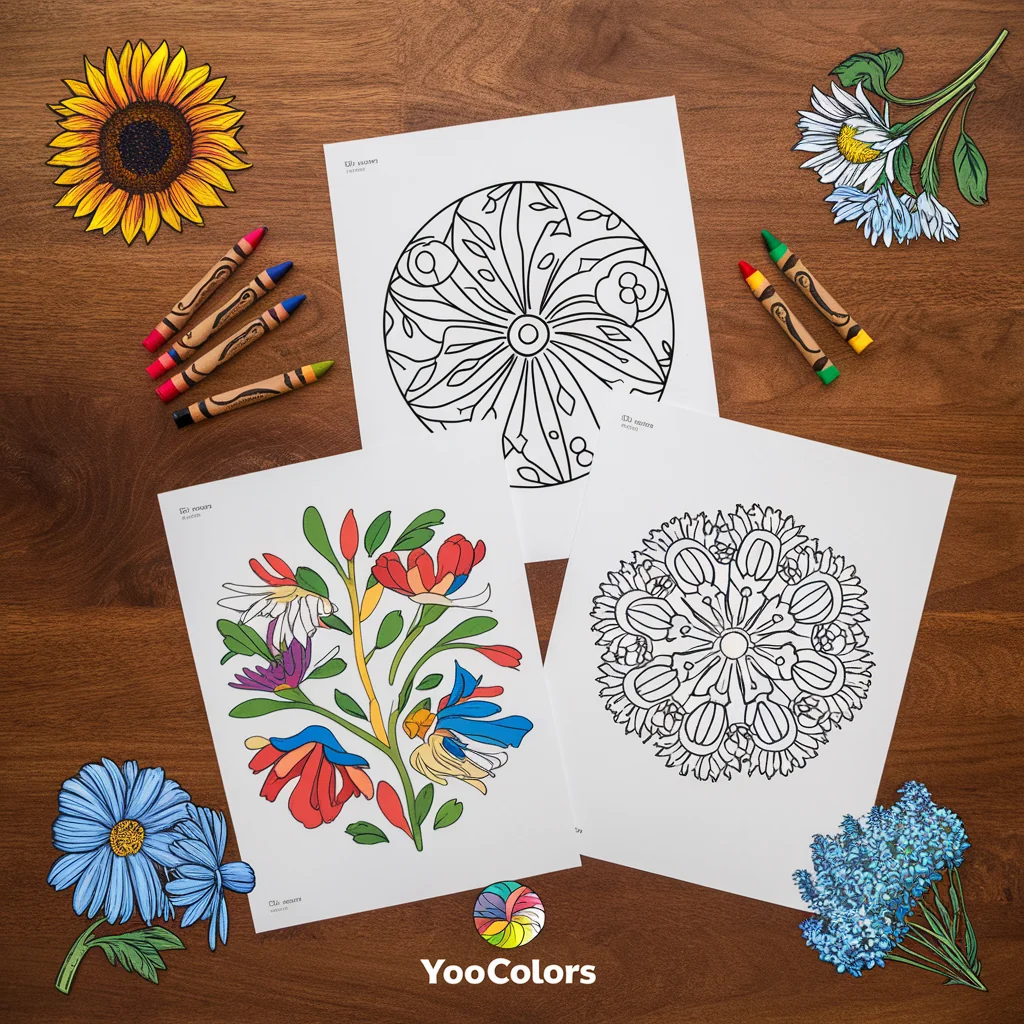cute flower colors pages