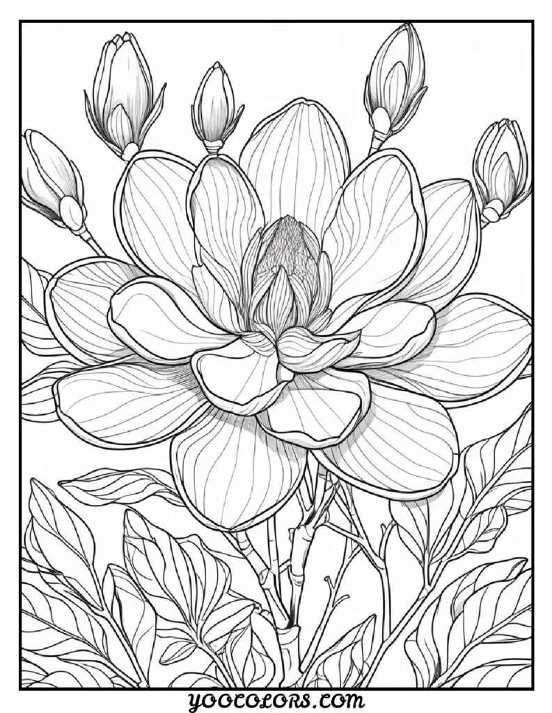 Flower Coloring Pages: 27 Best Designs for All Ages 24 flower coloring pages Magnolia Blossom Coloring pdf
