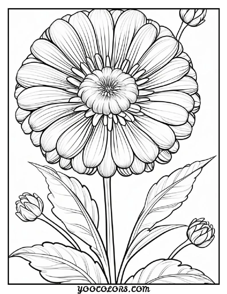 Flower Coloring Pages: 27 Best Designs for All Ages 3 flower coloring pages Zinnia Coloring Sheet pdf