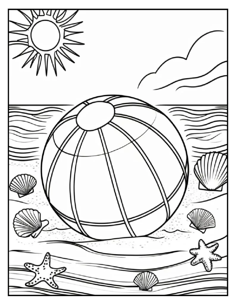 50 Fun And Easy, Free Printable Simple Summer Coloring Pages 8 summer coloring pages Beach Ball pdf