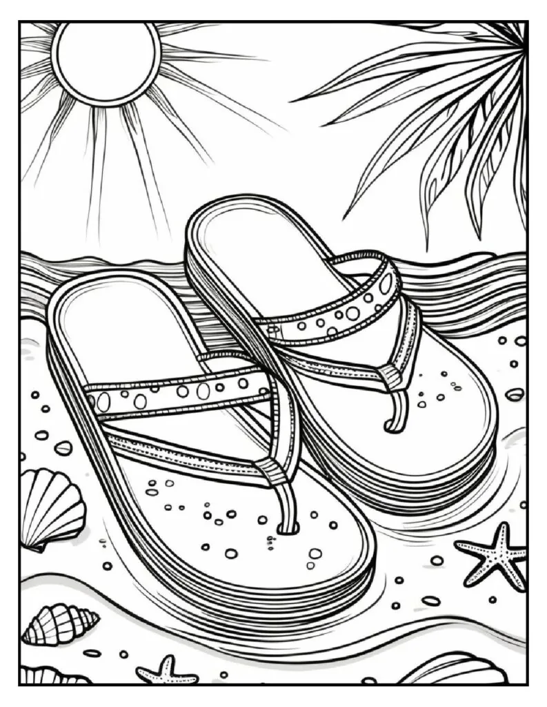 50 Fun And Easy, Free Printable Simple Summer Coloring Pages 25 summer coloring pages Flip Flops pdf