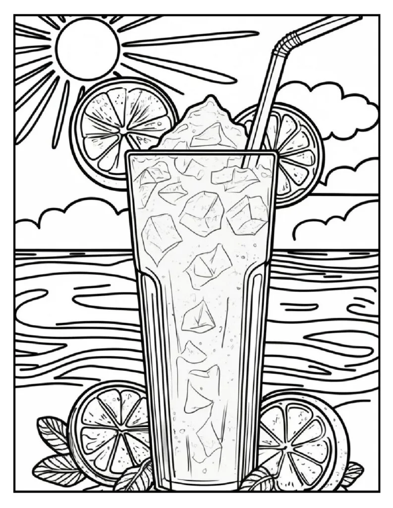 50 Fun And Easy, Free Printable Simple Summer Coloring Pages 3 summer coloring pages Frozen Lemonade pdf