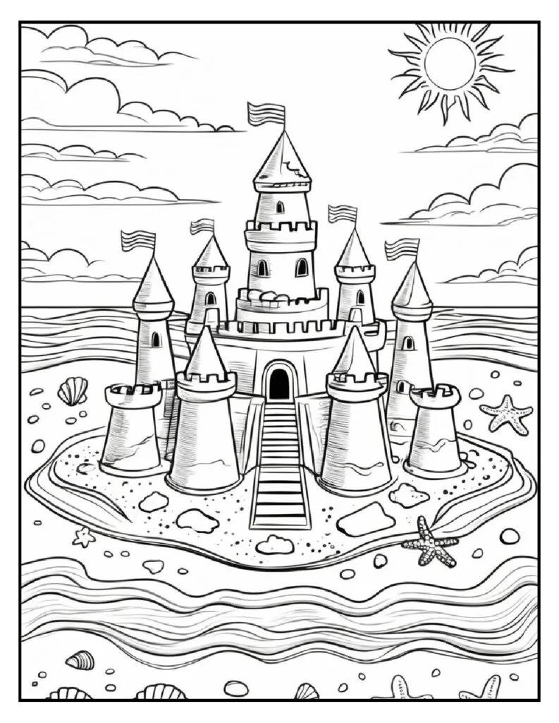 50 Fun And Easy, Free Printable Simple Summer Coloring Pages 11 summer coloring pages Sandcastle pdf
