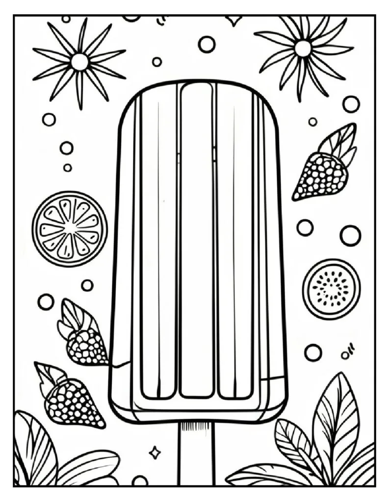 50 Fun And Easy, Free Printable Simple Summer Coloring Pages 13 summer coloring pagesFruit popsicle pdf