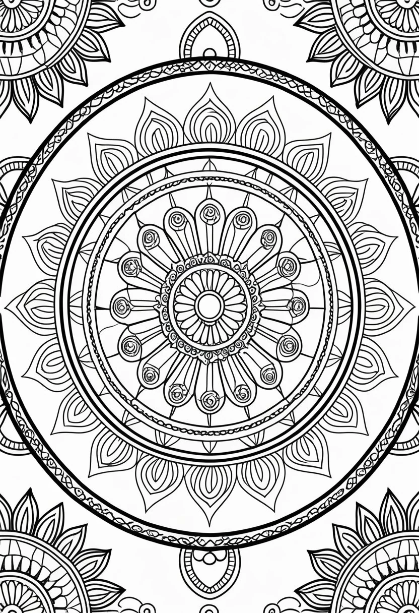 Free Printable Mandala Coloring Pages: 26 Intricate Designs Blending Art, and Spirituality 2 A detailed mandala design with symmetrical patterns radiating from the center.