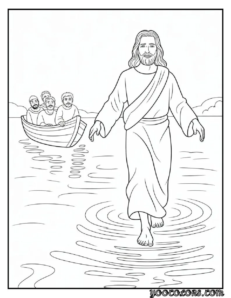 Christian Coloring Pages for Kids: 20 Inspirational Designs to Inspire Faith 13 C hristian cioloring pages for kids Jesus Walking on Water pdf