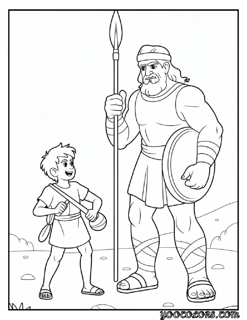Christian Coloring Pages for Kids: 20 Inspirational Designs to Inspire Faith 3 Christian cioloring pages for kids David and Goliath Story Sheet pdf