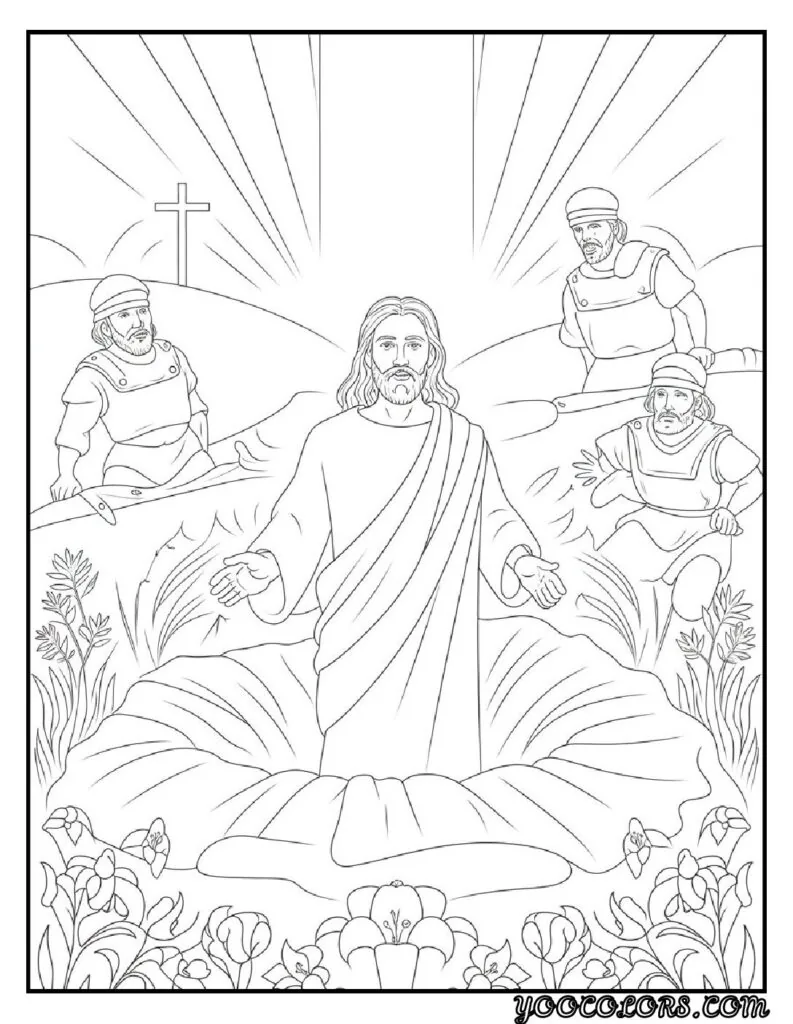 Christian Coloring Pages for Kids: 20 Inspirational Designs to Inspire Faith 15 Christian cioloring pages for kids Easter Resurrection Scene pdf