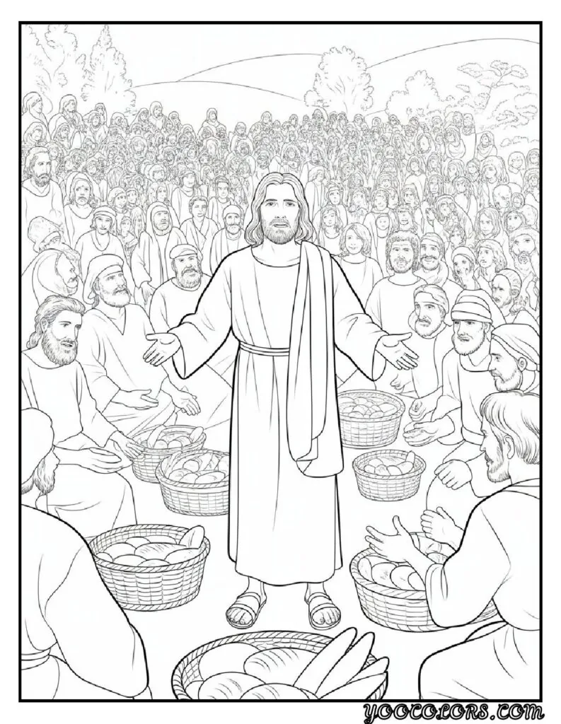 Christian Coloring Pages for Kids: 20 Inspirational Designs to Inspire Faith 5 Christian cioloring pages for kids Jesus Feeding the 5000 pdf