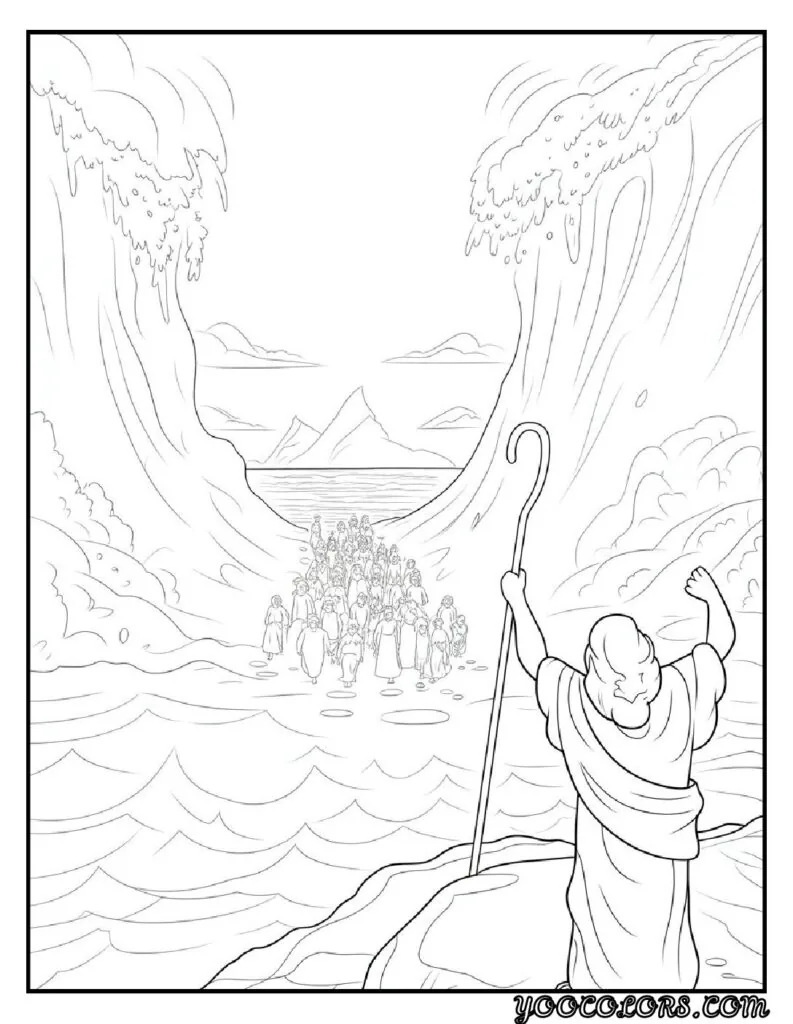 Christian Coloring Pages for Kids: 20 Inspirational Designs to Inspire Faith 10 Christian cioloring pages for kids Moses Parting the Red Sea pdf