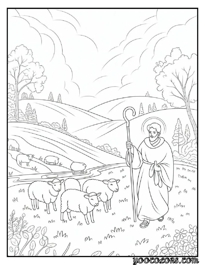 Christian Coloring Pages for Kids: 20 Inspirational Designs to Inspire Faith 19 Christian cioloring pages for kids Psalm 23 Bible Verse with Art pdf