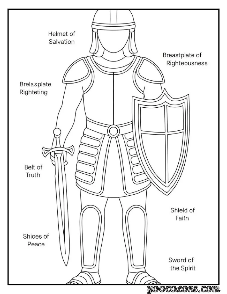 Christian Coloring Pages for Kids: 20 Inspirational Designs to Inspire Faith 22 Christian cioloring pages for kids The Armor of God Coloring Sheet pdf