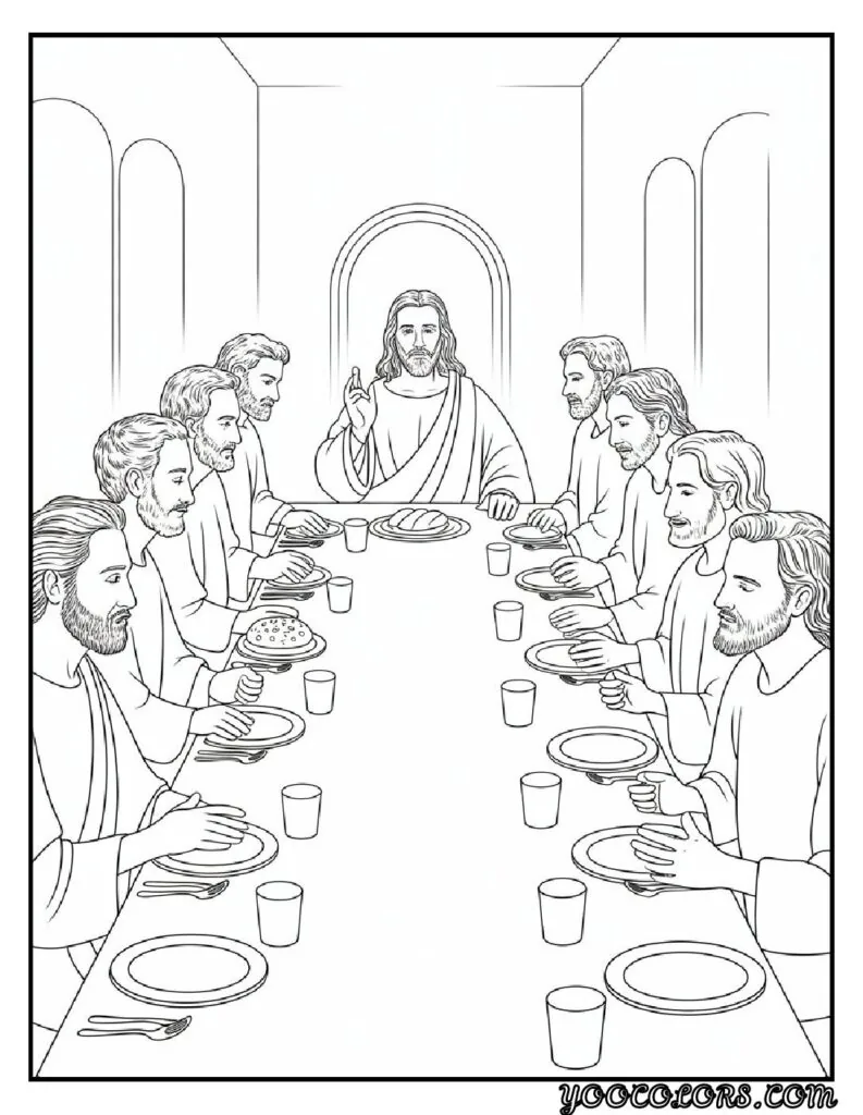 Christian Coloring Pages for Kids: 20 Inspirational Designs to Inspire Faith 7 Christian cioloring pages for kids The Last Supper Printable pdf
