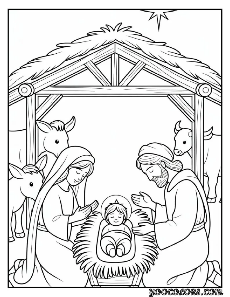 Christian Coloring Pages for Kids: 20 Inspirational Designs to Inspire Faith 6 Christian cioloring pages for kids The Nativity Scene Coloring Page pdf