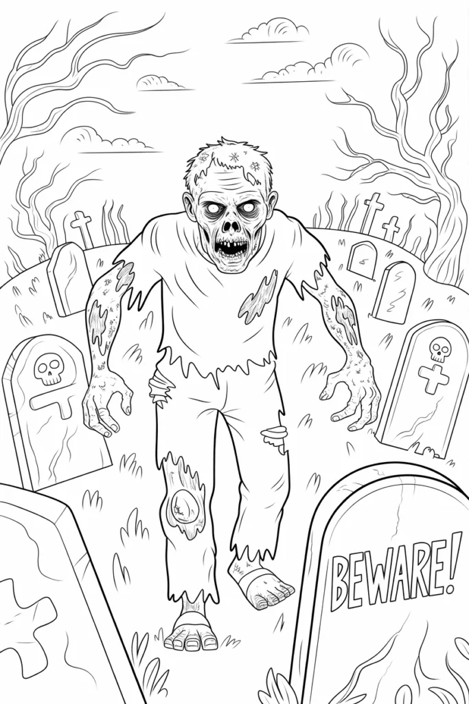 Zombie Coloring Pages: Scary, Cute, and Creative Free Printables 2 zombie coloring pages