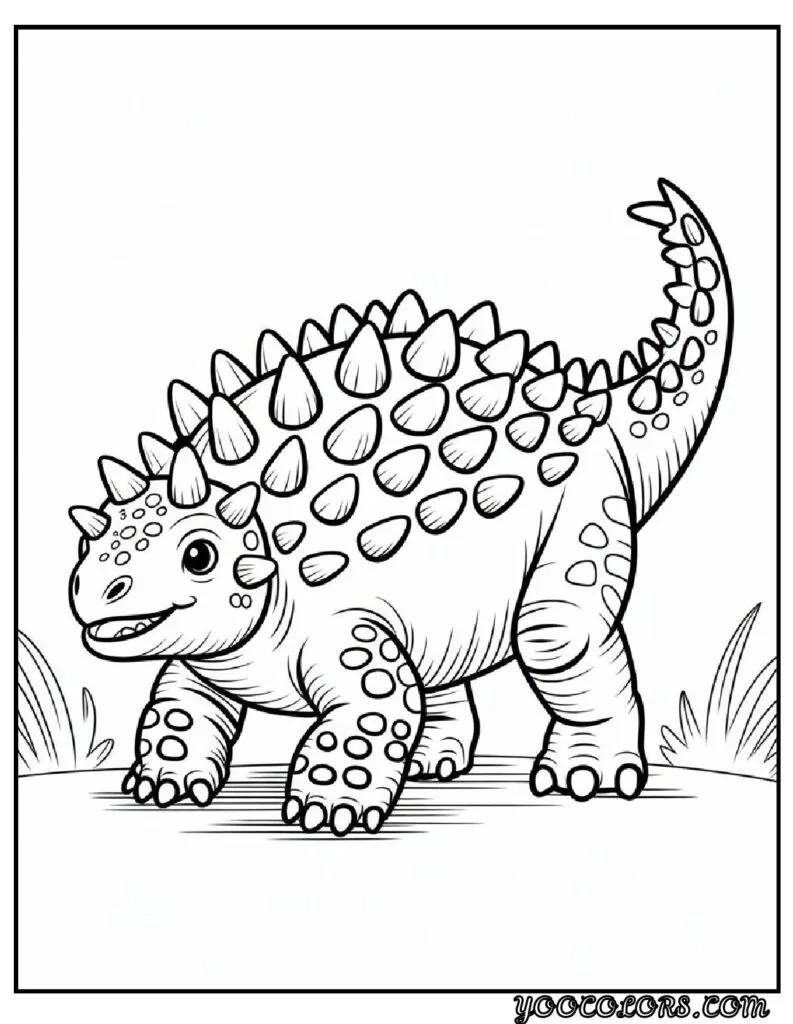 Cute Dinosaur Coloring Pages for Kids: 20 Fun and Easy Designs 10 Cute Dinosaur Coloring Pages Ankylosaurus with armor pdf