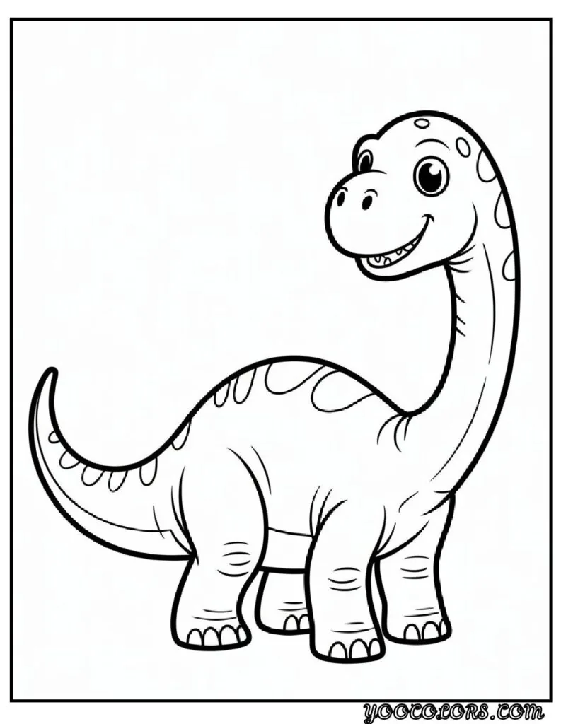 Cute Dinosaur Coloring Pages for Kids: 20 Fun and Easy Designs 8 Cute Dinosaur Coloring Pages Brontosaurus with a smile 1 pdf