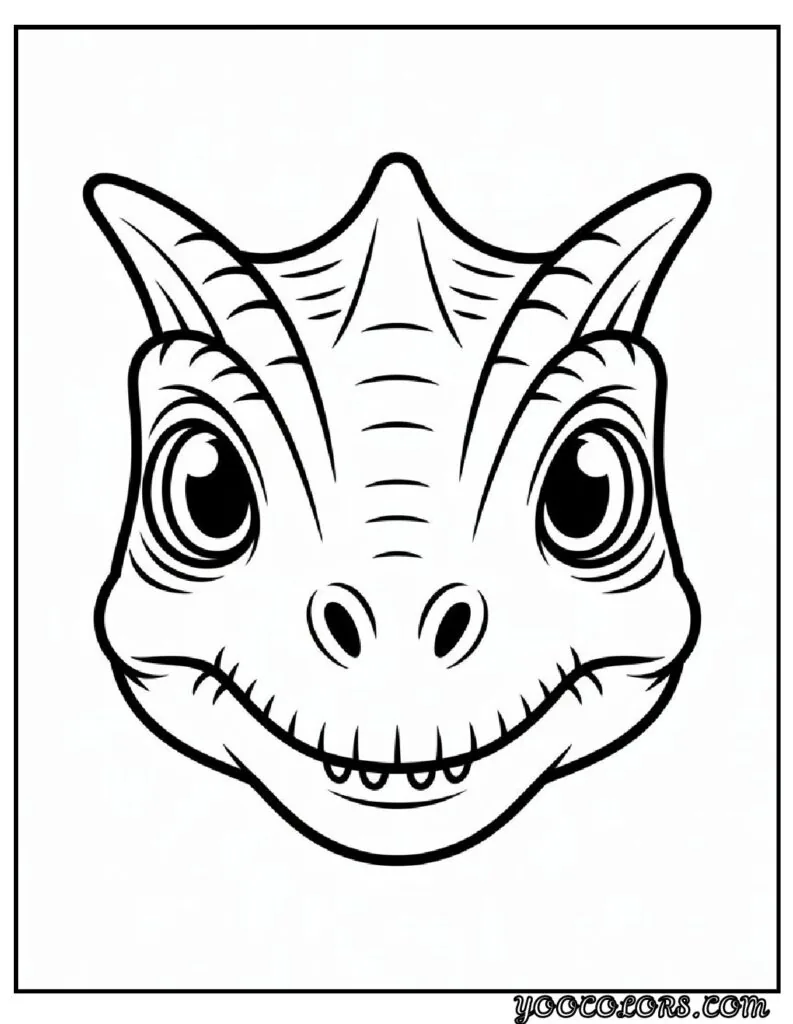 Cute Dinosaur Coloring Pages for Kids: 20 Fun and Easy Designs 17 Cute Dinosaur Coloring Pages Cute Dilophosaurus face pdf