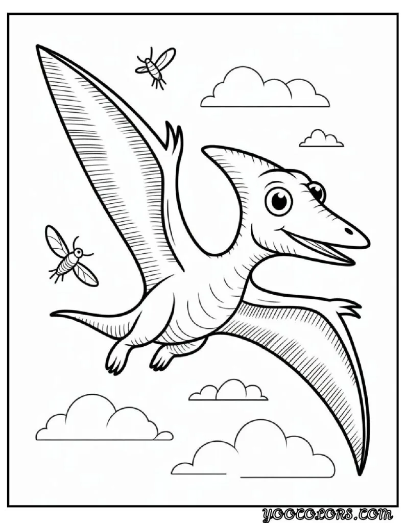 Cute Dinosaur Coloring Pages for Kids: 20 Fun and Easy Designs 5 Cute Dinosaur Coloring Pages Cute Pterodactyl flying pdf