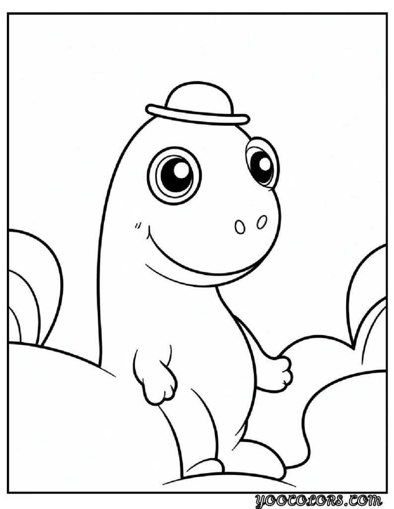Cute Dinosaur Coloring Pages for Kids: 20 Fun and Easy Designs 21 Cute Dinosaur Coloring Pages Cute dinosaur wearing a hat pdf