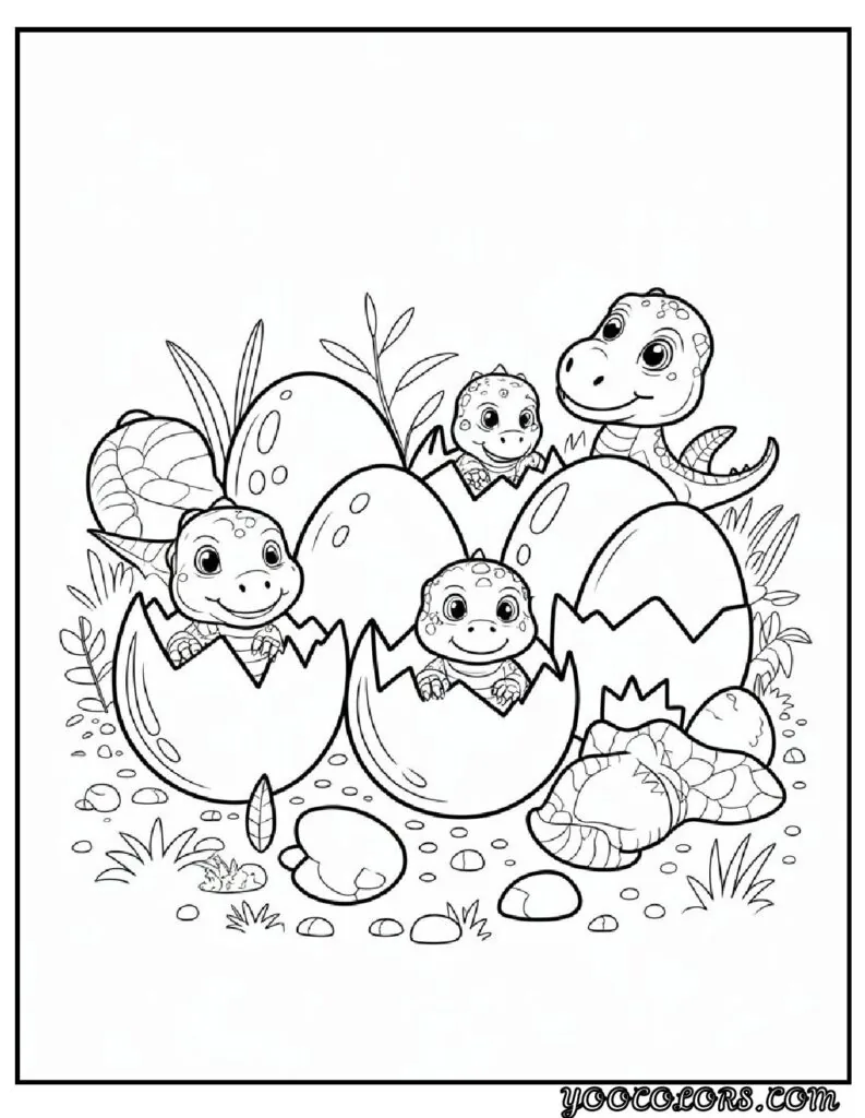 Cute Dinosaur Coloring Pages for Kids: 20 Fun and Easy Designs 11 Cute Dinosaur Coloring Pages Dinosaur eggs hatching pdf