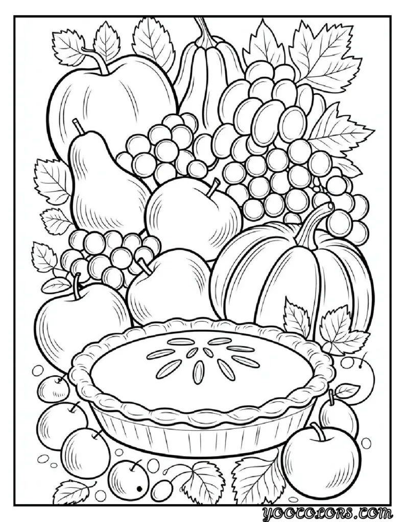 20 Free Fall Coloring Pages to Inspire Creativity This Season 20 Free Fall Coloring Pages Apple pie and harvest fruits 1 pdf