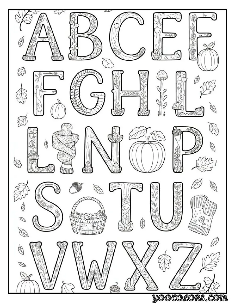 20 Free Fall Coloring Pages to Inspire Creativity This Season 21 Free Fall Coloring Pages Autumn alphabet letters pdf