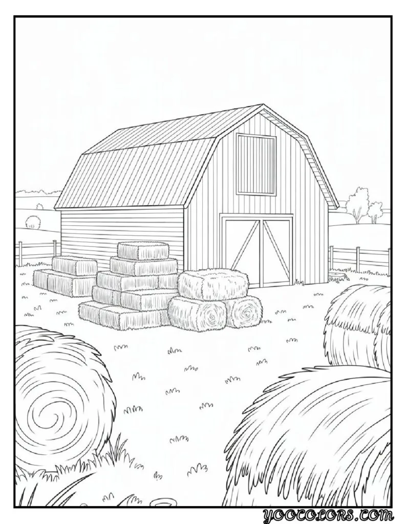 20 Free Fall Coloring Pages to Inspire Creativity This Season 17 Free Fall Coloring Pages Barn with hay bales pdf