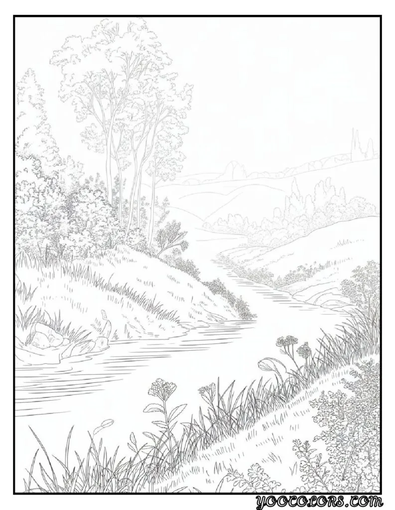 20 Free Fall Coloring Pages to Inspire Creativity This Season 19 Free Fall Coloring Pages Crisp morning fog scene pdf