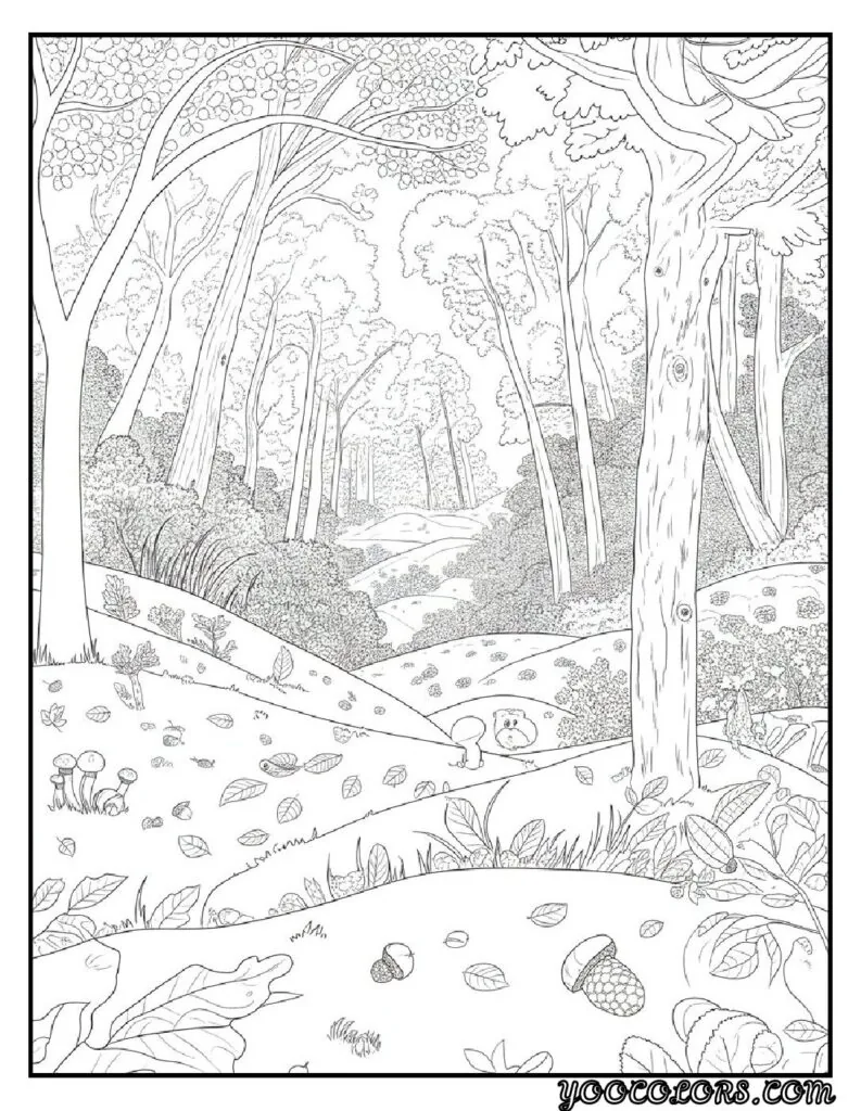 20 Free Fall Coloring Pages to Inspire Creativity This Season 3 Free Fall Coloring Pages Fall forest landscape pdf