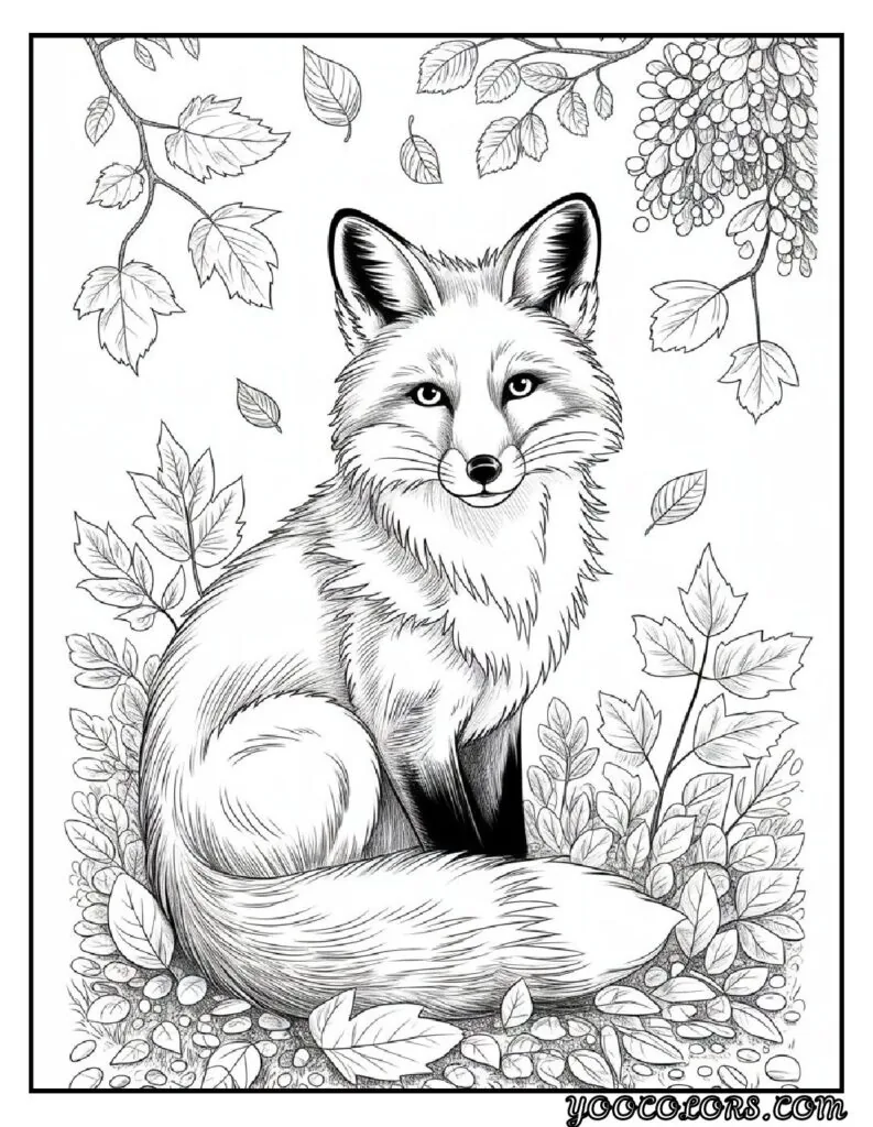 20 Free Fall Coloring Pages to Inspire Creativity This Season 18 Free Fall Coloring Pages Fox in fall foliage pdf