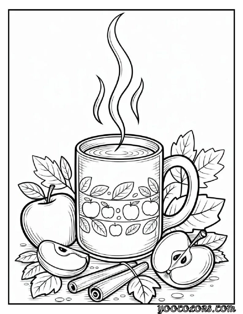 20 Free Fall Coloring Pages to Inspire Creativity This Season 14 Free Fall Coloring Pages Hot apple cider mug pdf