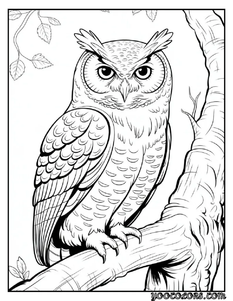 20 Free Fall Coloring Pages to Inspire Creativity This Season 15 Free Fall Coloring Pages Owl on a tree branch pdf