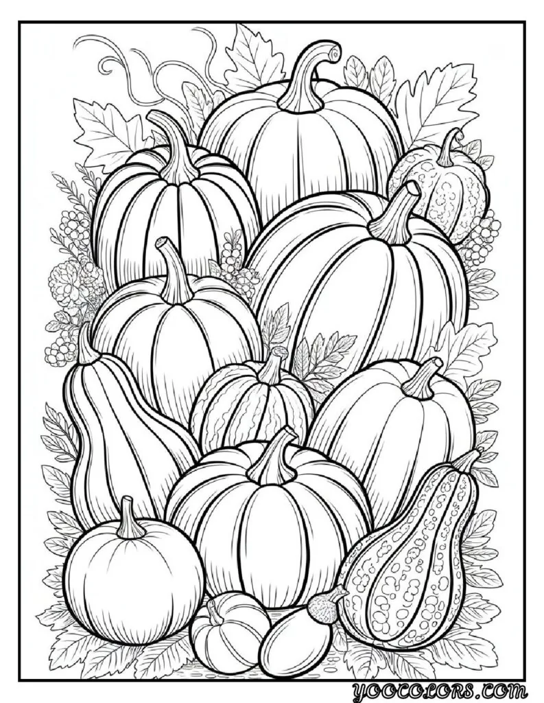 20 Free Fall Coloring Pages to Inspire Creativity This Season 6 Free Fall Coloring Pages Pumpkins and gourds coloring page pdf