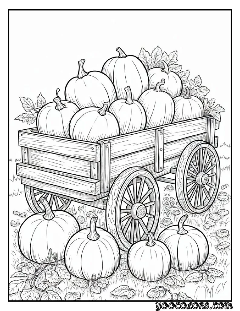 20 Free Fall Coloring Pages to Inspire Creativity This Season 22 Free Fall Coloring Pages Rustic pumpkin wagon pdf