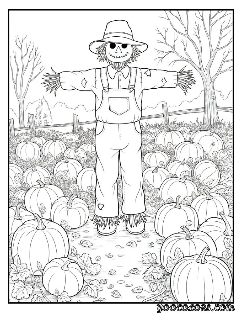 20 Free Fall Coloring Pages to Inspire Creativity This Season 10 Free Fall Coloring Pages Scarecrow in pumpkin patch pdf