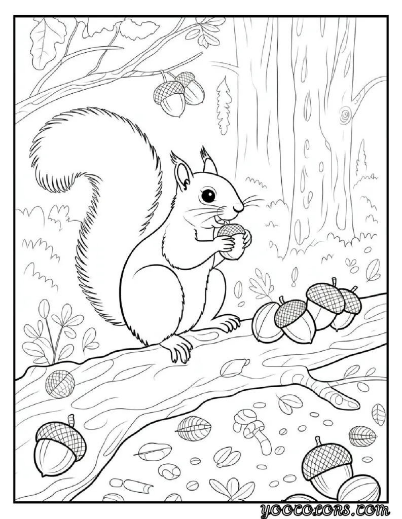 20 Free Fall Coloring Pages to Inspire Creativity This Season 16 Free Fall Coloring Pages Squirrel gathering nuts pdf