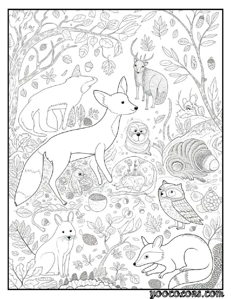 20 Free Fall Coloring Pages to Inspire Creativity This Season 7 Free Fall Coloring Pages Woodland animals in autumn pdf