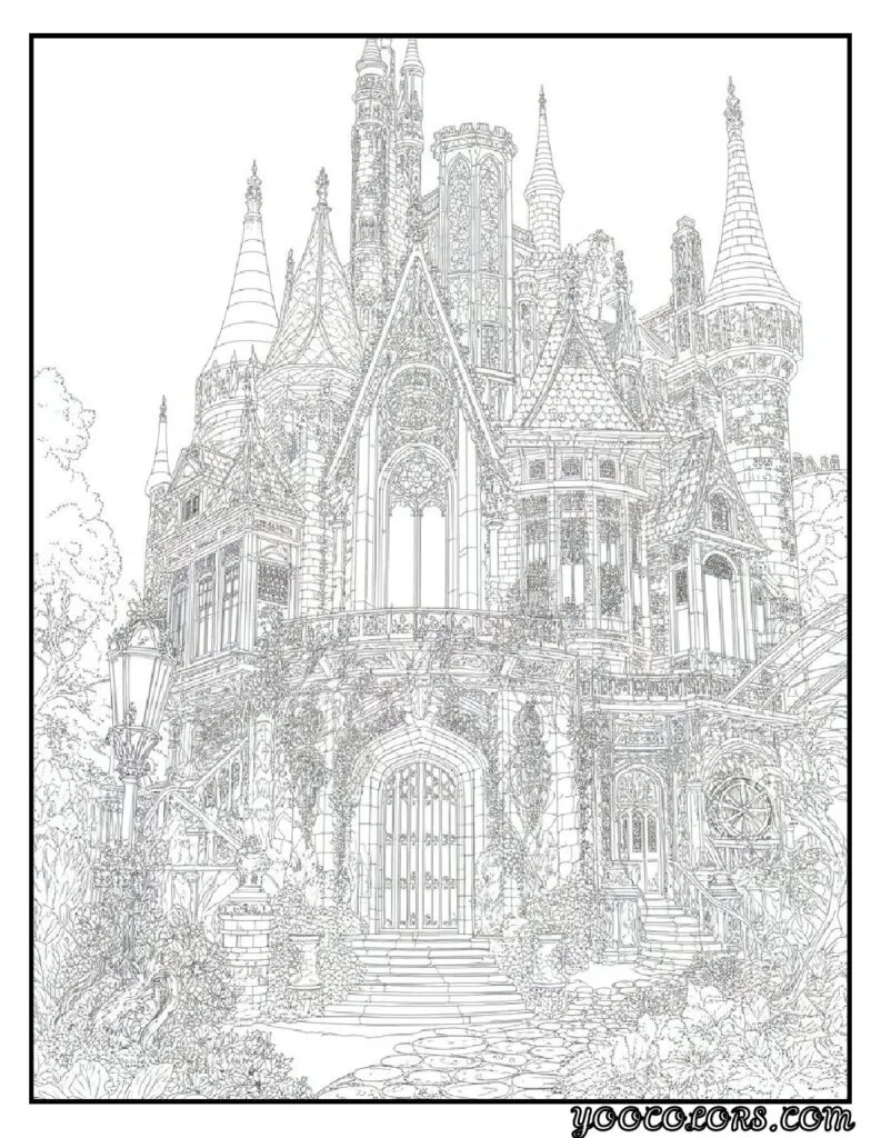 Gothic Coloring Pages for Adults: Top 20 Designs to Download as PDF and Png Files. 4 Gothic coloring pages Intricate Gothic Castle Coloring Page pdf